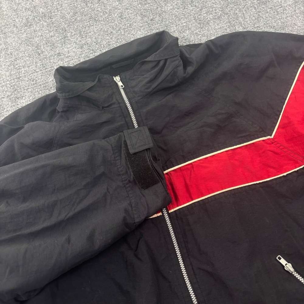 VTG Old Navy Windbreaker Jacket XL Black Red Colorblock Full Zip Mens